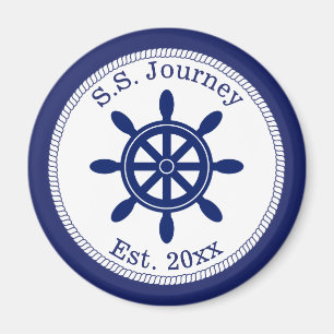 Nautical Captain's Wheel Add Boat Name Magnet