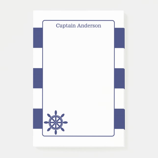 Nautical Captain's Wheel Add Name 4x6 Post-it Notes (Front)