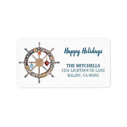 Nautical Captains Wheel Holiday Return Address Label