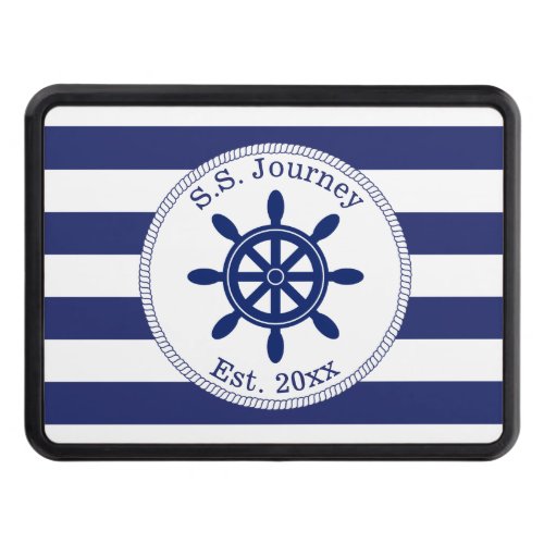 Nautical Captains Wheel Your Boat Name Hitch Cover