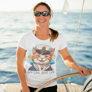 Nautical Cat Gifts for Boat Owners Sailors Boater T-Shirt