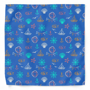 Nautical Chalk Drawing Pattern 1 Bandana