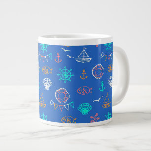 Nautical Chalk Drawing Pattern 1 Giant Coffee Mug