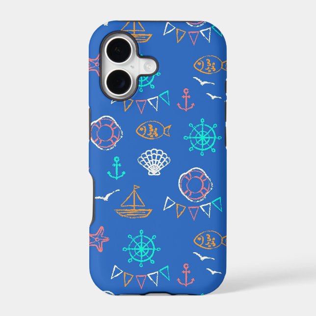 Nautical Chalk Drawing Pattern 1 Iphone Case (Back)