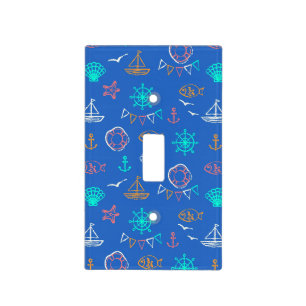Nautical Chalk Drawing Pattern 1 Light Switch Cover