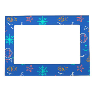 Nautical Chalk Drawing Pattern 1 Magnetic Picture Frame