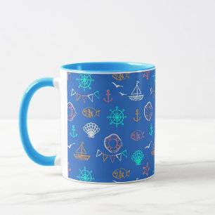 Nautical Chalk Drawing Pattern 1 Mug
