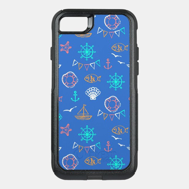 Nautical Chalk Drawing Pattern 1 Otterbox iPhone Case (Back)