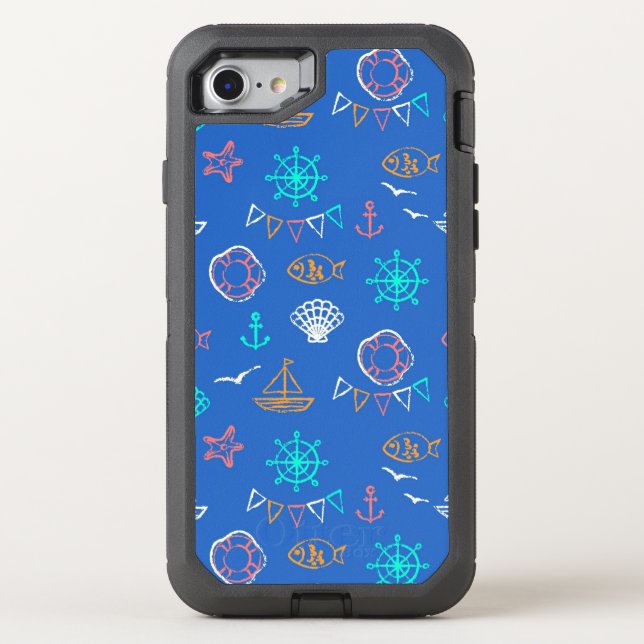 Nautical Chalk Drawing Pattern 1 Otterbox iPhone Case (Back)