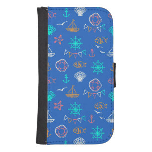 Nautical Chalk Drawing Pattern 1 Samsung S4 Wallet Case