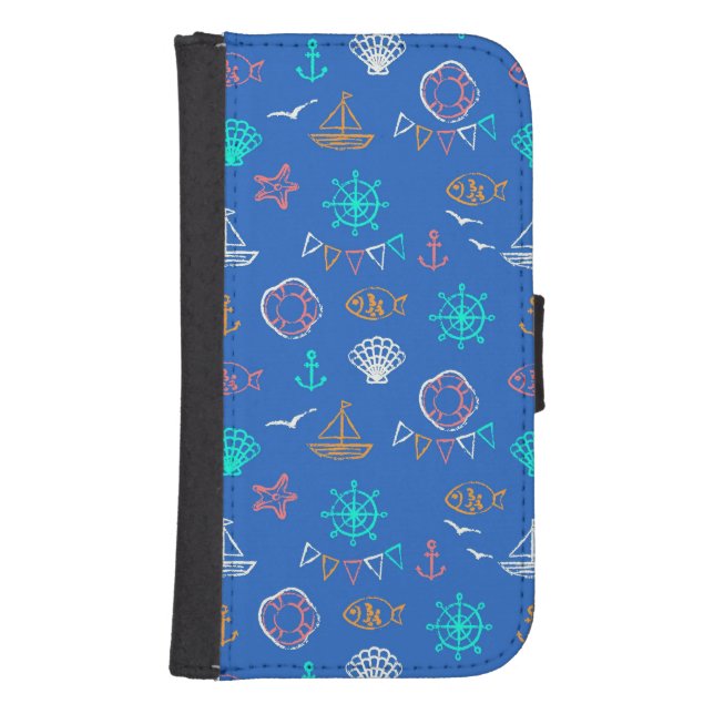 Nautical Chalk Drawing Pattern 1 Samsung Galaxy Wallet Case (Front)