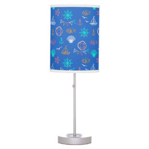 Nautical Chalk Drawing Pattern 1 Table Lamp