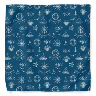 Nautical Chalk Drawing Pattern 2 Bandana
