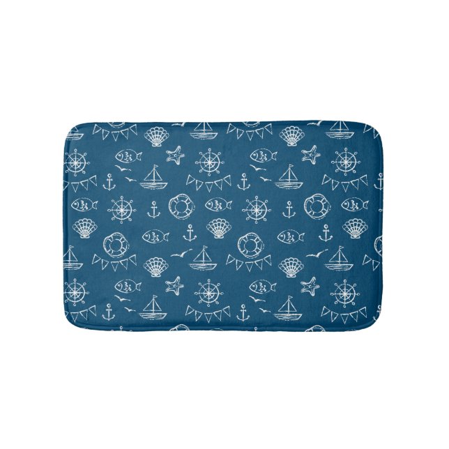 Nautical Chalk Drawing Pattern 2 Bathroom Mat (Front)