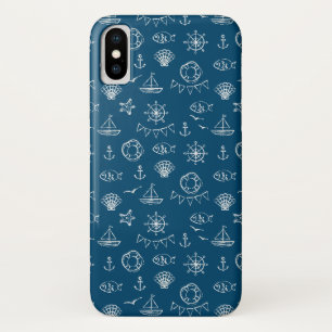 Nautical Chalk Drawing Pattern 2 iPhone X Case