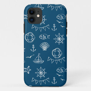 Nautical Chalk Drawing Pattern 2 iPhone 11 Case