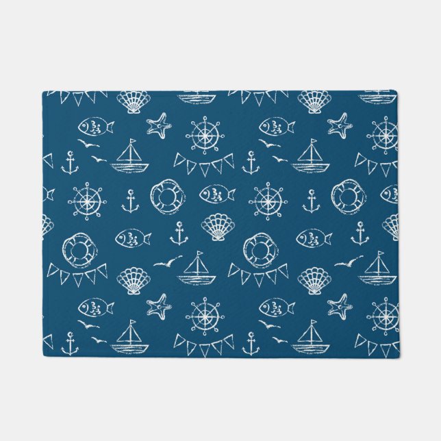 Nautical Chalk Drawing Pattern 2 Doormat (Front)