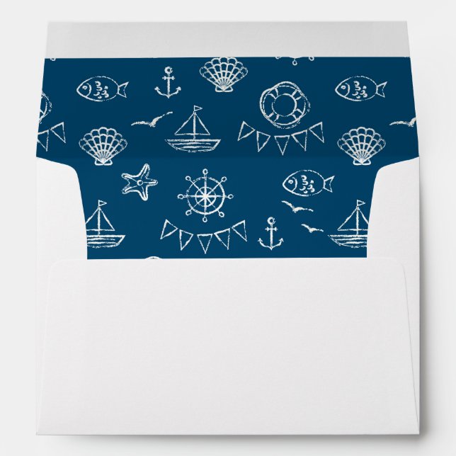 Nautical Chalk Drawing Pattern 2 Envelope (Back (Bottom))
