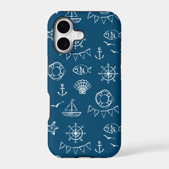 Nautical Chalk Drawing Pattern 2 Iphone Case (Back)