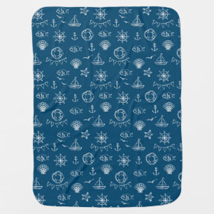 Nautical Chalk Drawing Pattern 2 Receiving Blanket