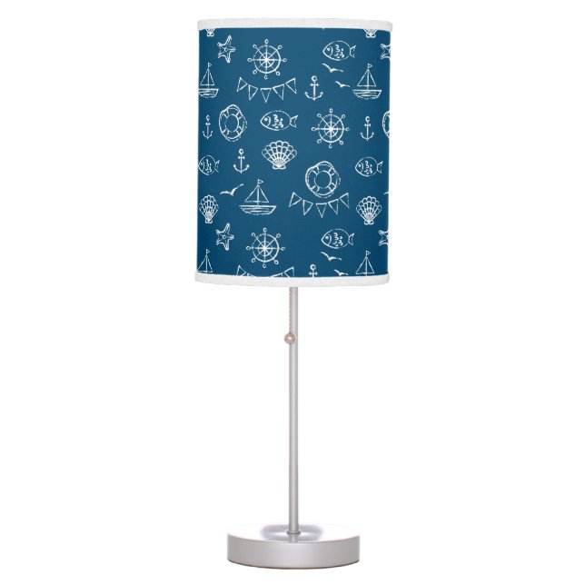 Nautical Chalk Drawing Pattern 2 Table Lamp (Front)