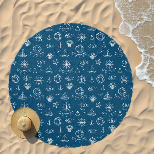 Nautical Chalk Drawing Pattern Beach Towel