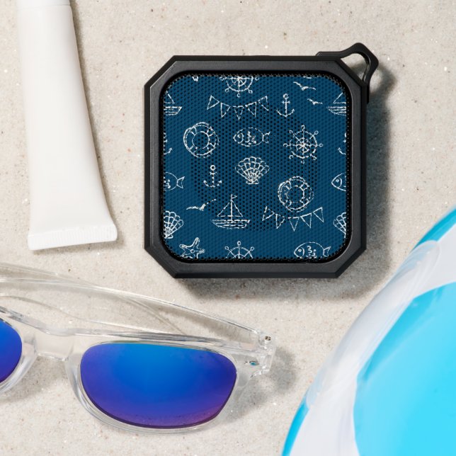 Nautical Chalk Drawing Pattern Bluetooth Speaker (Insitu(Beach))