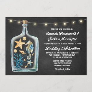 Nautical Chalkboard Starfish Wedding Invitations