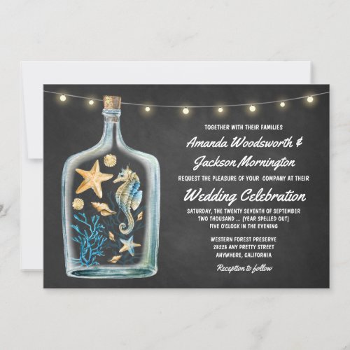 Nautical Chalkboard Starfish Wedding Invitations