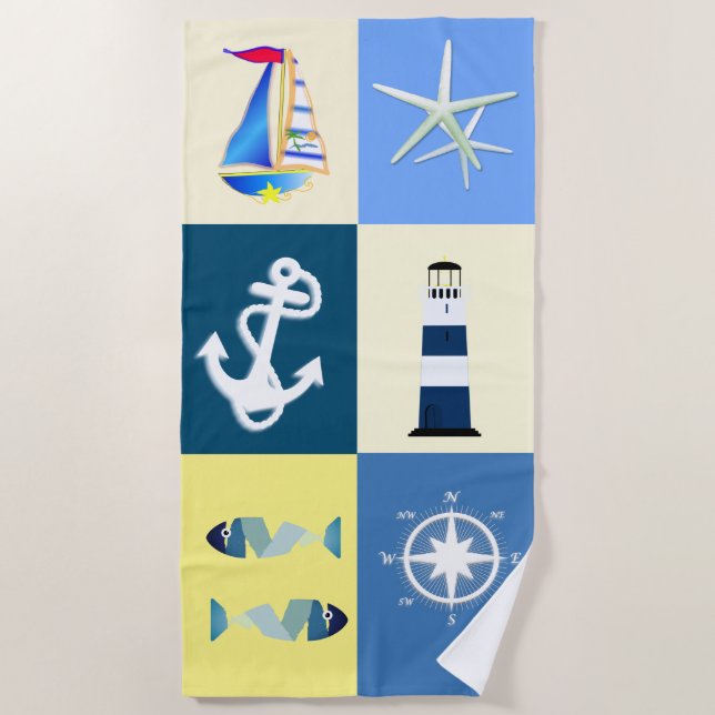 Nautical Charm Beach Towel (Front)
