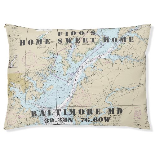 Nautical Chart Baltimore MD Pets Name Pet Bed