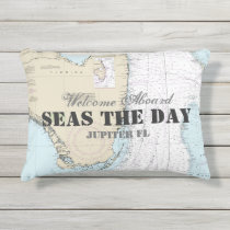 Nautical Chart Boat Name Welcome Aboard S. Florida Outdoor Pillow