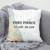 Nautical Chart Latitude Longitude: Fort Pierce FL Throw Pillow
