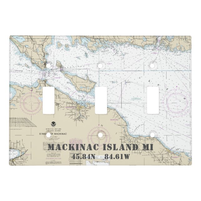 Nautical Chart Latitude Longitude Northe Michigan Light Switch Cover (Front)