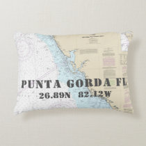 Nautical Chart Latitude Longitude Punta Gorda FL Accent Pillow