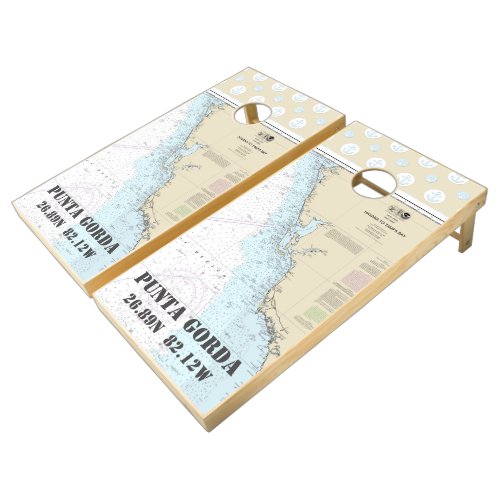 Nautical Chart Latitude Longitude Punta Gorda FL Cornhole Set