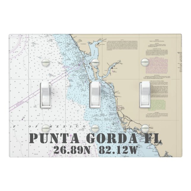 Nautical Chart Latitude Longitude Punta Gorda FL Light Switch Cover (In Situ)