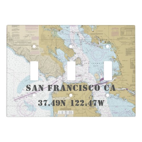 Nautical Chart Latitude Longitude San Francisco CA Light Switch Cover
