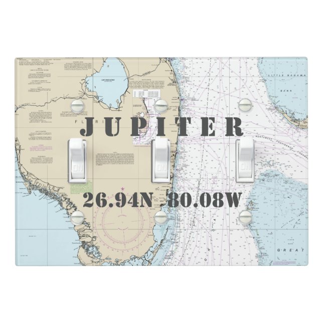 Nautical Chart Latitude Longitude South Florida Light Switch Cover (In Situ)