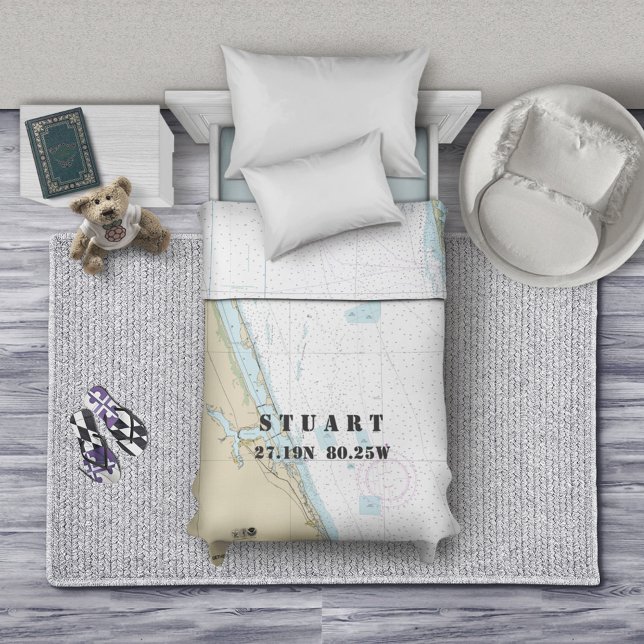 Nautical Chart Latitude Longitude: Stuart FL TWIN Duvet Cover (Creator Uploaded)