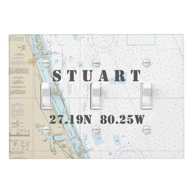 Nautical Chart Latitude Longitude: Stuart, Florida Light Switch Cover (In Situ)