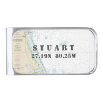 Nautical Chart Latitude Longitude: Stuart, Florida Silver Finish Money Clip