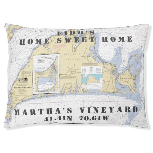 Nautical Chart Marthas Vineyard Pets Name Pet Bed