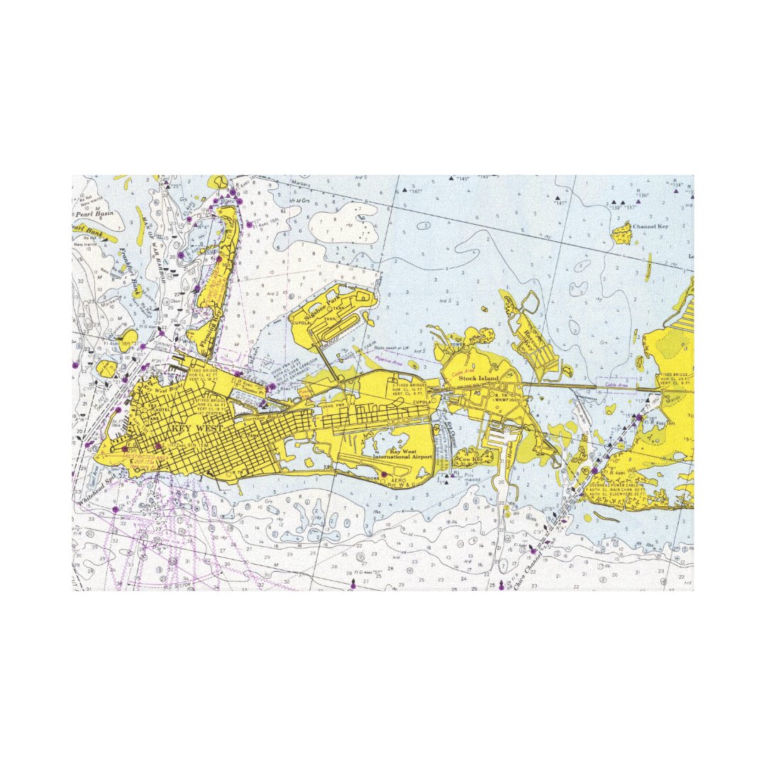 Nautical chart of Key West, Florida Canvas Print | Zazzle