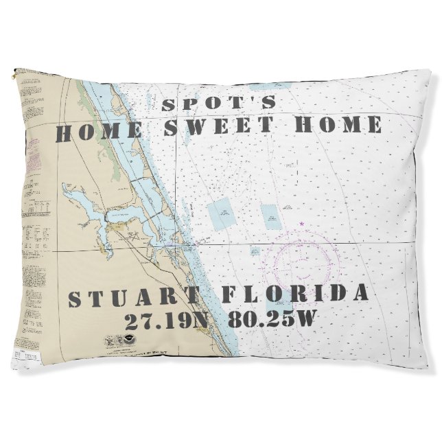 Nautical Chart Stuart Florida Pet's Name Pet Bed (Front)