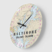 Nautical Chart Vintage Map Baltimore Chesapeake MD Large Clock (Angle)