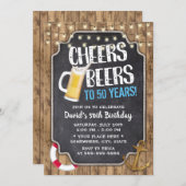 Nautical Cheers & Beers Rustic Sailor Birthday Invitation (Front/Back)