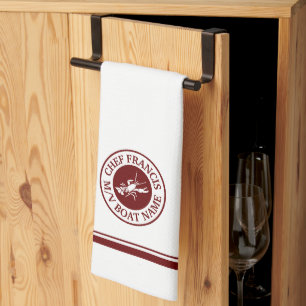 Nautical Chef Lobster Logo Kitchen Towel