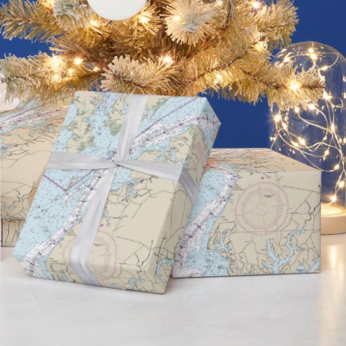 Nautical Chesapeake Bay Mariners Navigation Chart Wrapping Paper