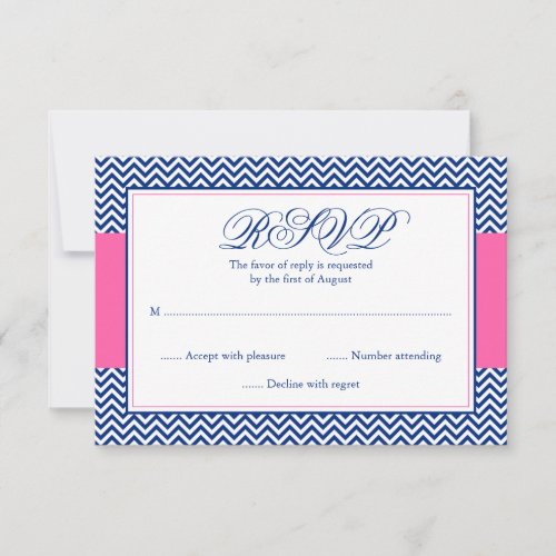 Nautical Chevron Anchor Blue Pink Bat Mitzvah RSVP